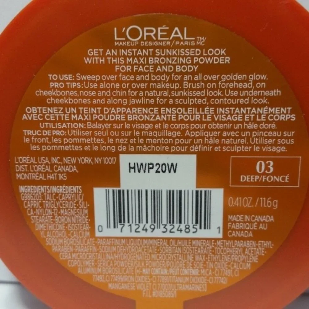 L'oreal Glam Bronze Bronzer Face & Body Deep